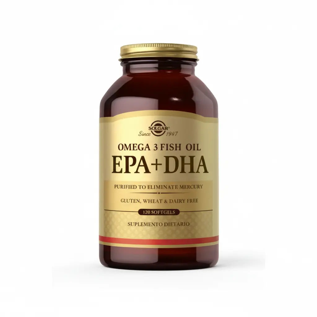 Omega 3 700 mg EPA DHA Solgar – Suplemento dietario con aceite de pescado concentrado, fuente natural de ácidos grasos esenciales. Distribuido por Alternativ SAS.