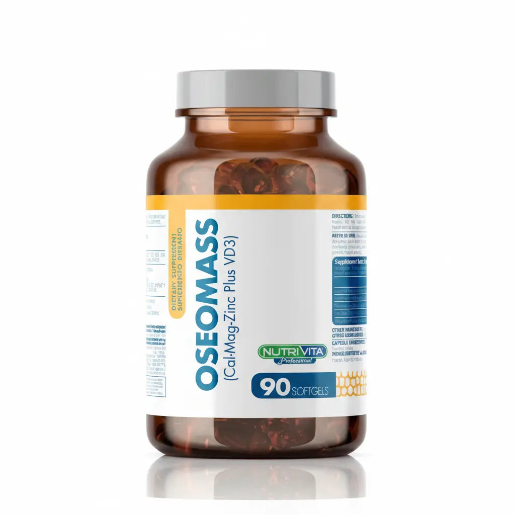 Oseomass Calcio Magnesio Zinc Vitamina D3 Nutrivita 90 cápsulas suplemento dietario distribuido por Alternativ en Colombia