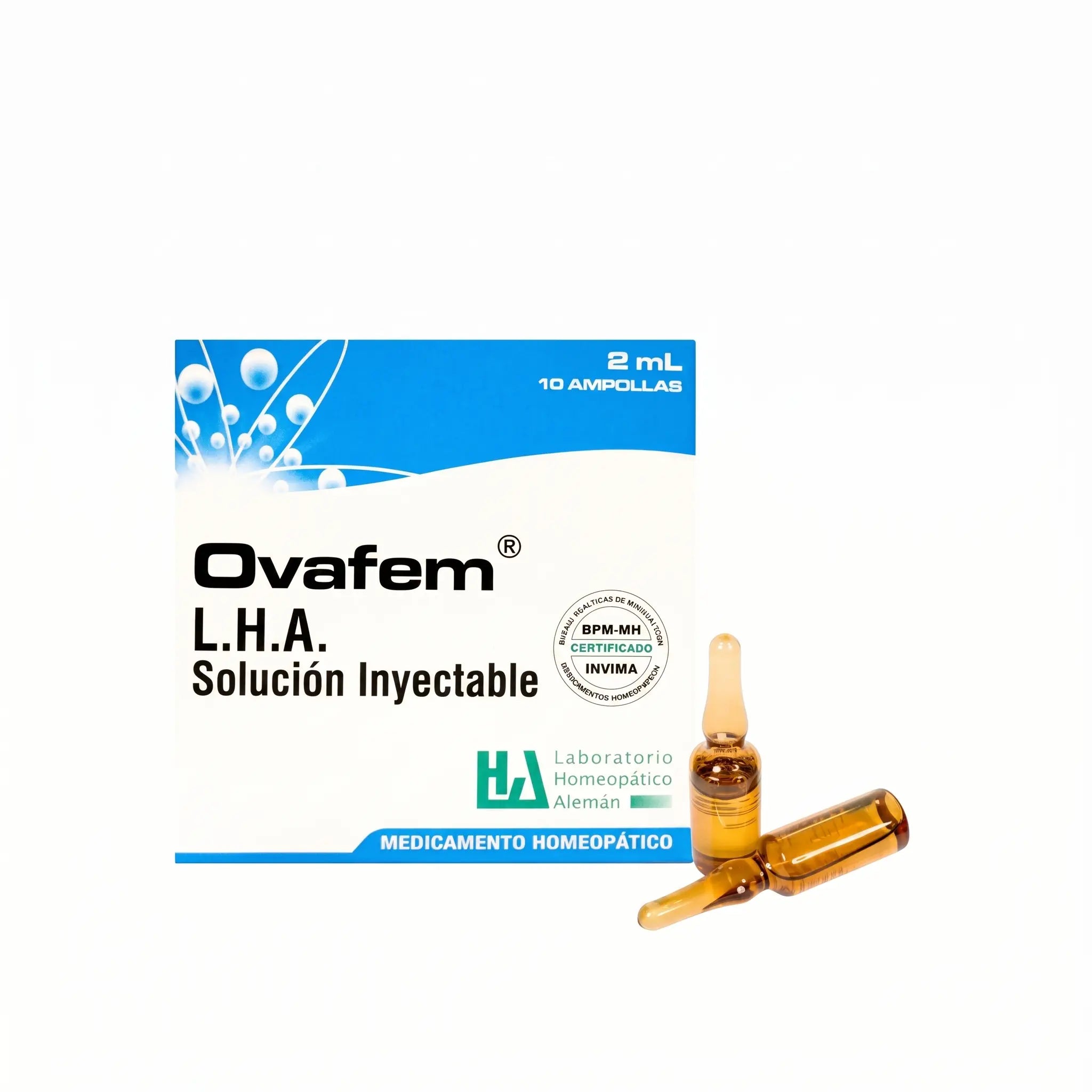 Ovafem ampollas LHA x10 2 ml medicamento homeopático inyectable fórmula médica Colombia Alternativ