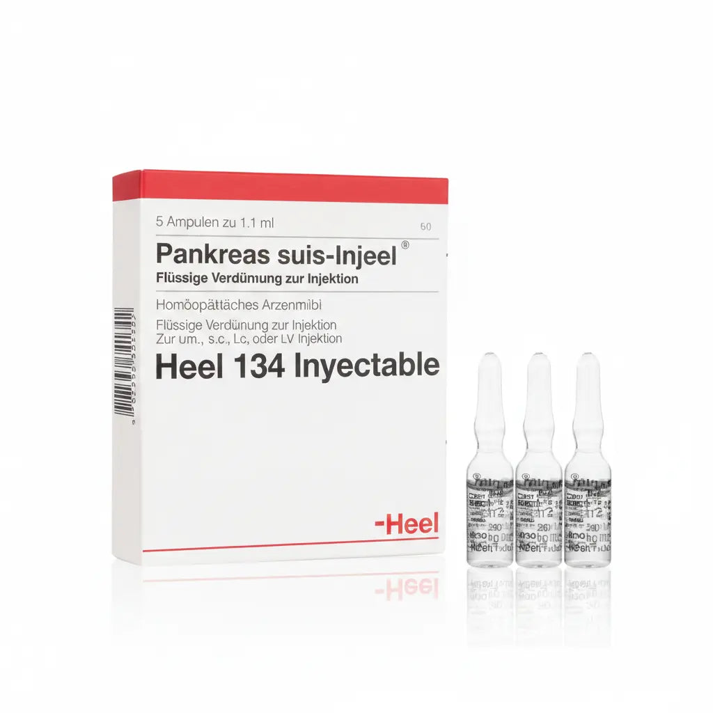 Pankreas Suis Injeel Ampolla caja x 5 ampollas 1.1 mL medicamento homeopático con fórmula médica distribuido por Alternativ en Colombia