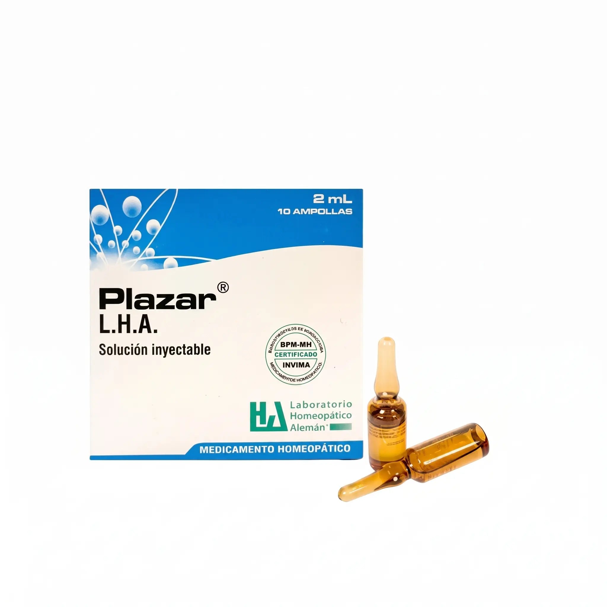 Plazar ampollas LHA x10 2 ml medicamento homeopático inyectable fórmula médica Colombia Alternativ
