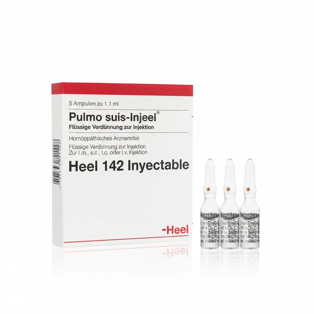 Pulmo Suis Injeel Ampolla caja x 5 ampollas 1.1 mL medicamento homeopático con fórmula médica distribuido por Alternativ en Colombia
