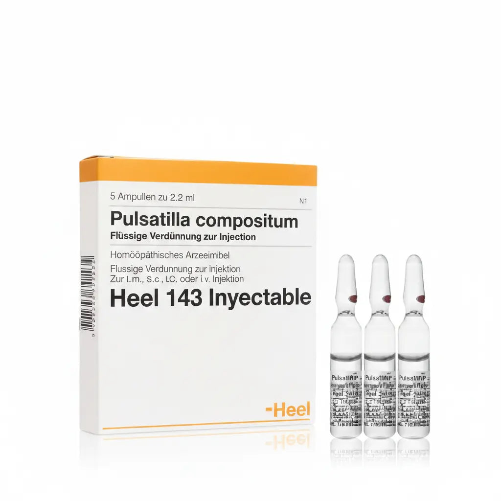 Pulsatilla Compositum Ampolla caja x 5 ampollas 2.2 mL medicamento homeopático con fórmula médica distribuido por Alternativ en Colombia