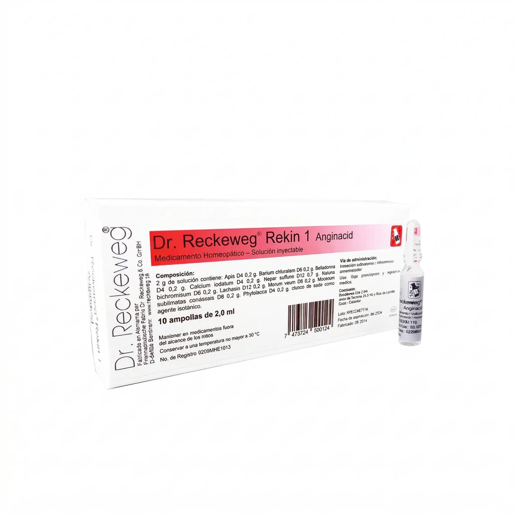 Rekin 1 Anginacid Reckeweg ampollas x10 medicamento homeopático alemán Colombia