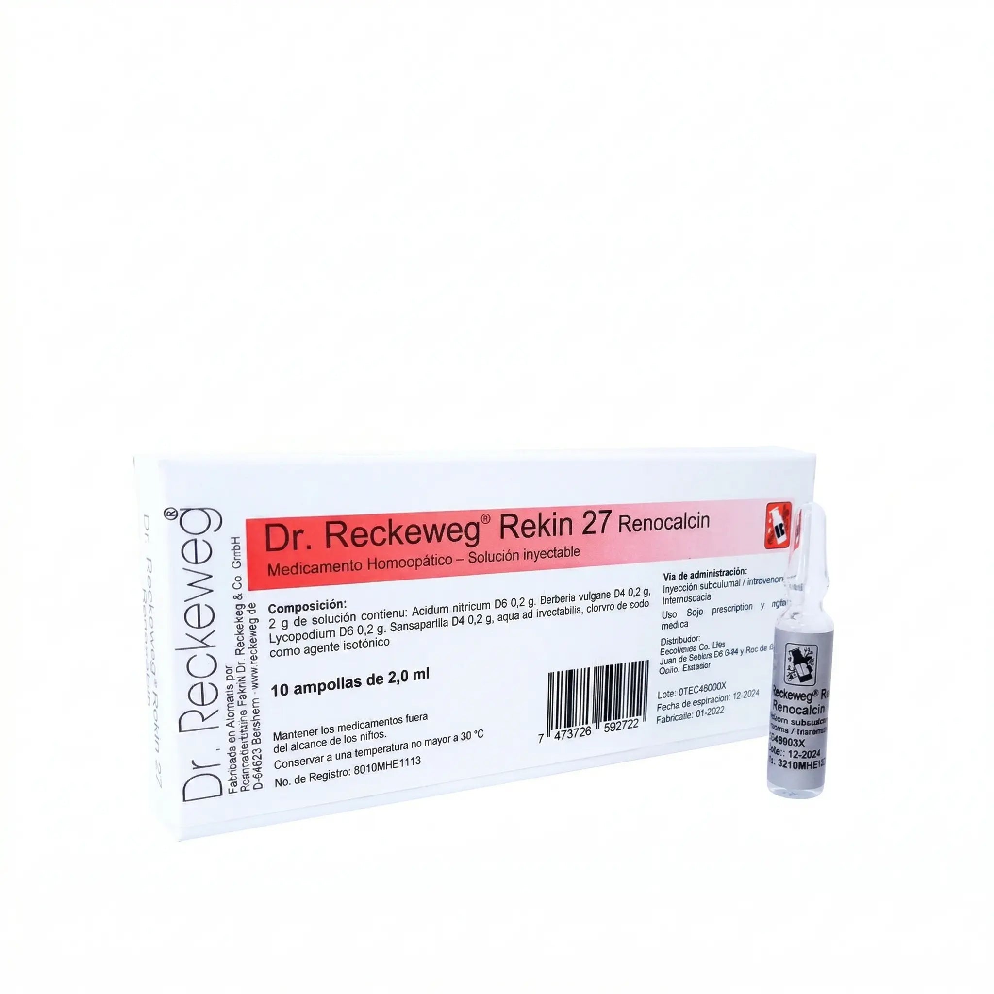 Rekin 27 Renocalcin Reckeweg ampollas x10 medicamento homeopático inyectable alemán Colombia