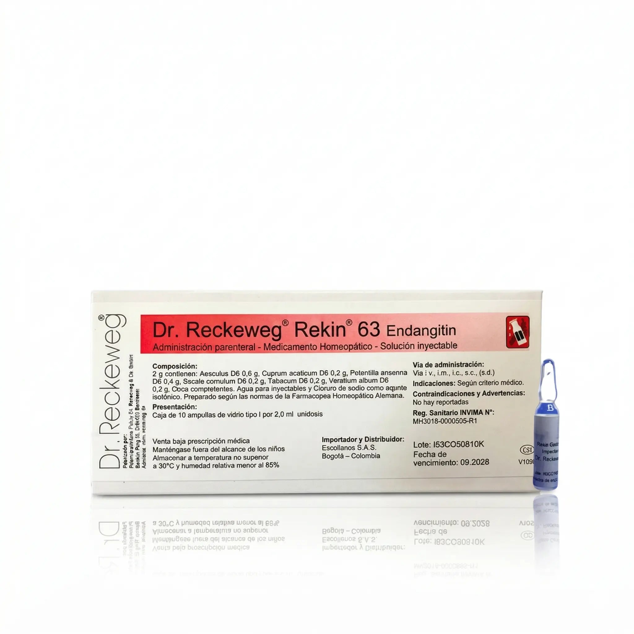 Rekin 63 Endangitin ampollas x10 medicamento homeopático inyectable alemán Reckeweg Colombia Alternativ