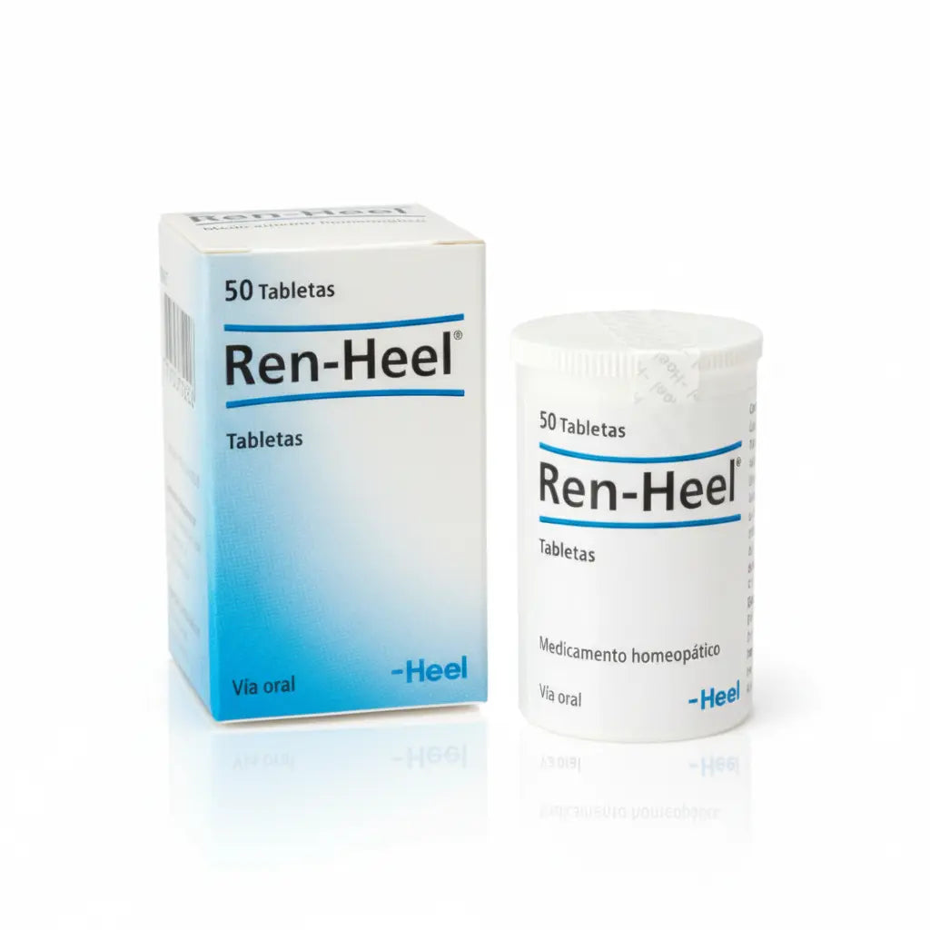 Imagen del producto Ren Heel Tabletas Heel, medicamento homeopático de prescripción médica elaborado por Heel y distribuido por Farmacia Alternativ Colombia.