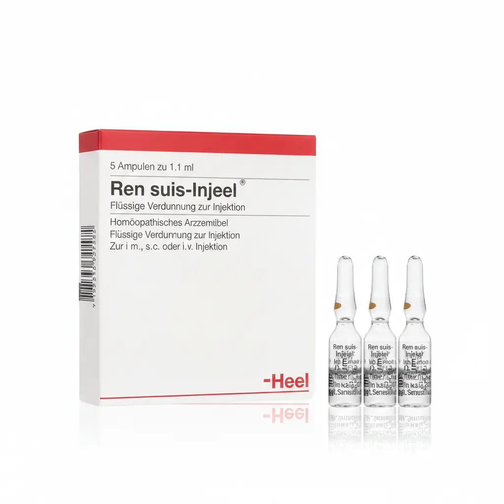 Ren Suis Injeel Ampolla caja x 5 ampollas 1.1 mL medicamento homeopático con fórmula médica distribuido por Alternativ en Colombia