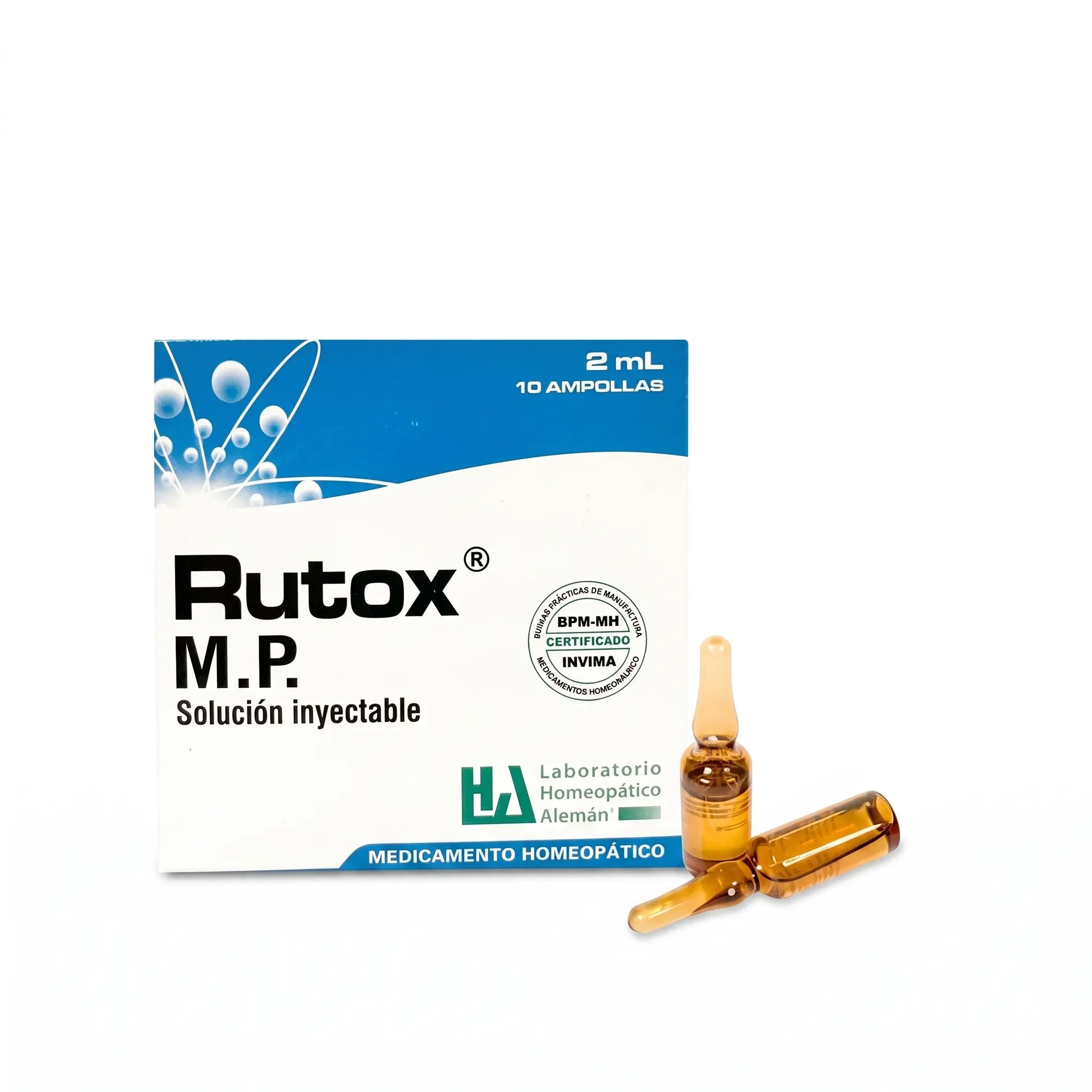 Rutox ampollas LHA x10 2 ml medicamento homeopático inyectable fórmula médica Colombia Alternativ
