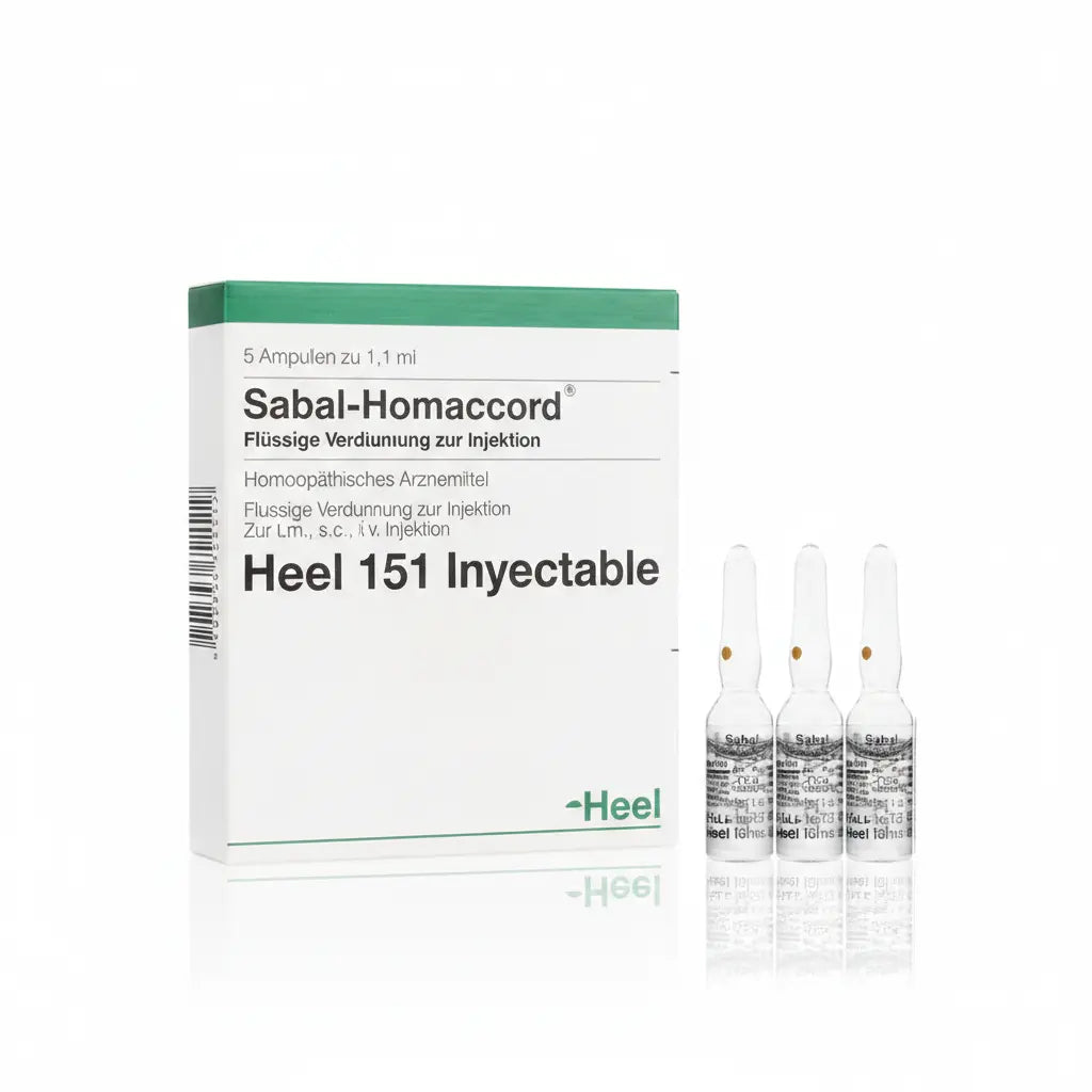 Sabal Homaccord Ampolla caja x 5 ampollas 2.2 mL medicamento homeopático con fórmula médica distribuido por Alternativ en Colombia