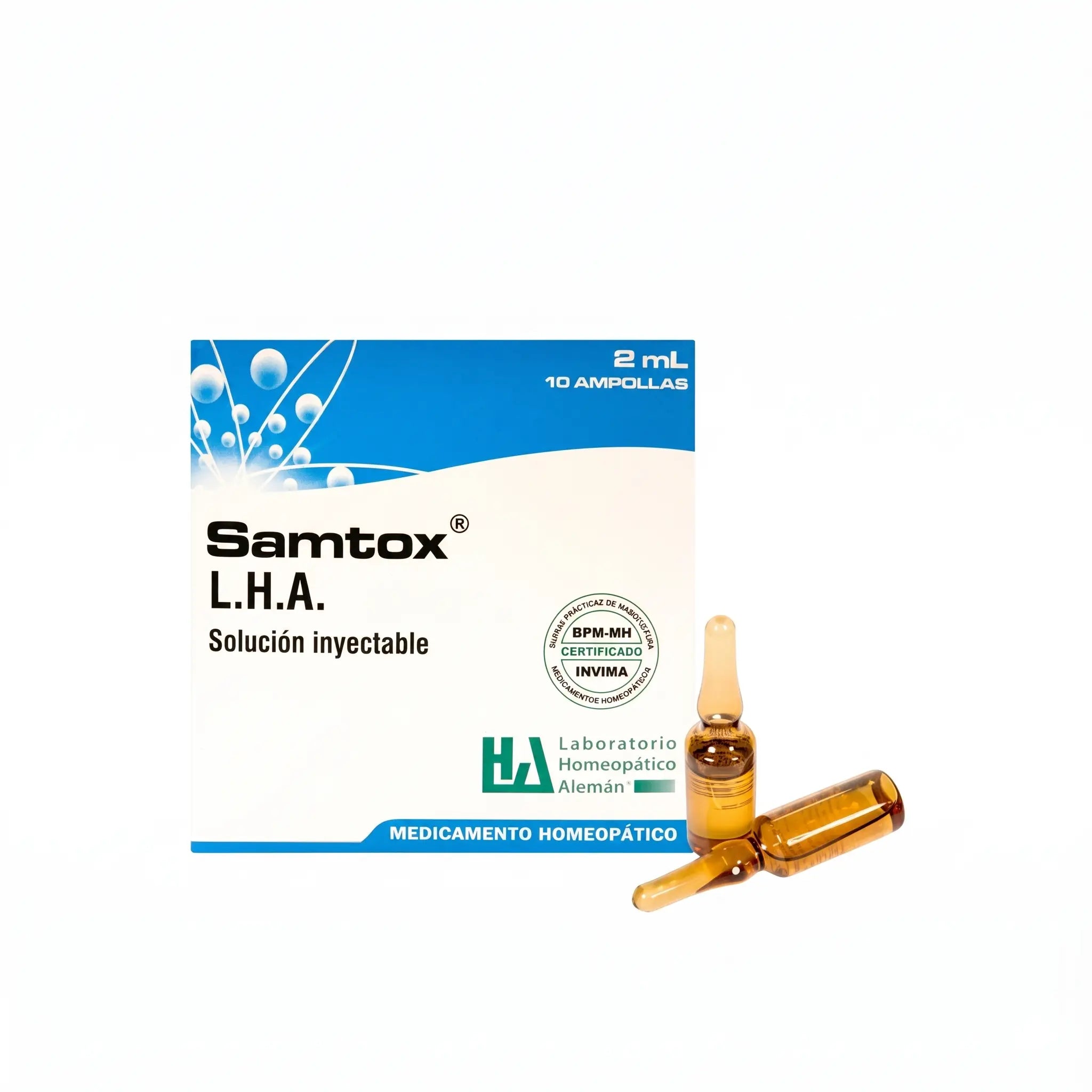 Samtox ampollas LHA x10 2 ml medicamento homeopático inyectable fórmula médica Colombia Alternativ
