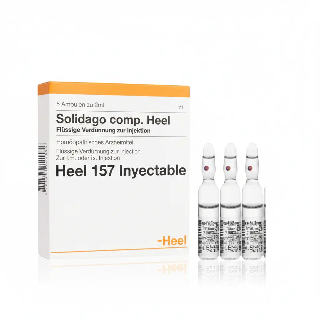 Solidago Compositum Ampolla caja x 5 ampollas 2.2 mL medicamento homeopático con fórmula médica distribuido por Alternativ en Colombia