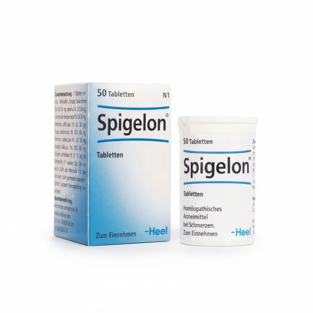 Imagen del producto Spigelon Tabletas Heel, medicamento homeopático de prescripción médica elaborado por Heel y distribuido por Farmacia Alternativ Colombia.