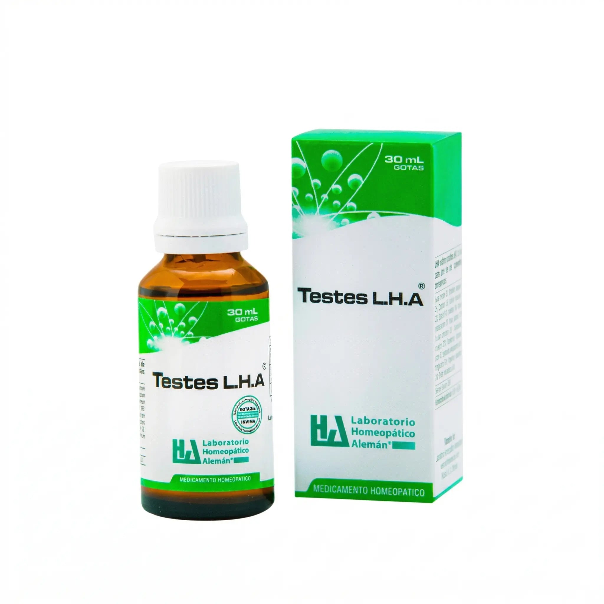 Testes gotas LHA 30 ml medicamento homeopático fórmula médica Colombia Alternativ
