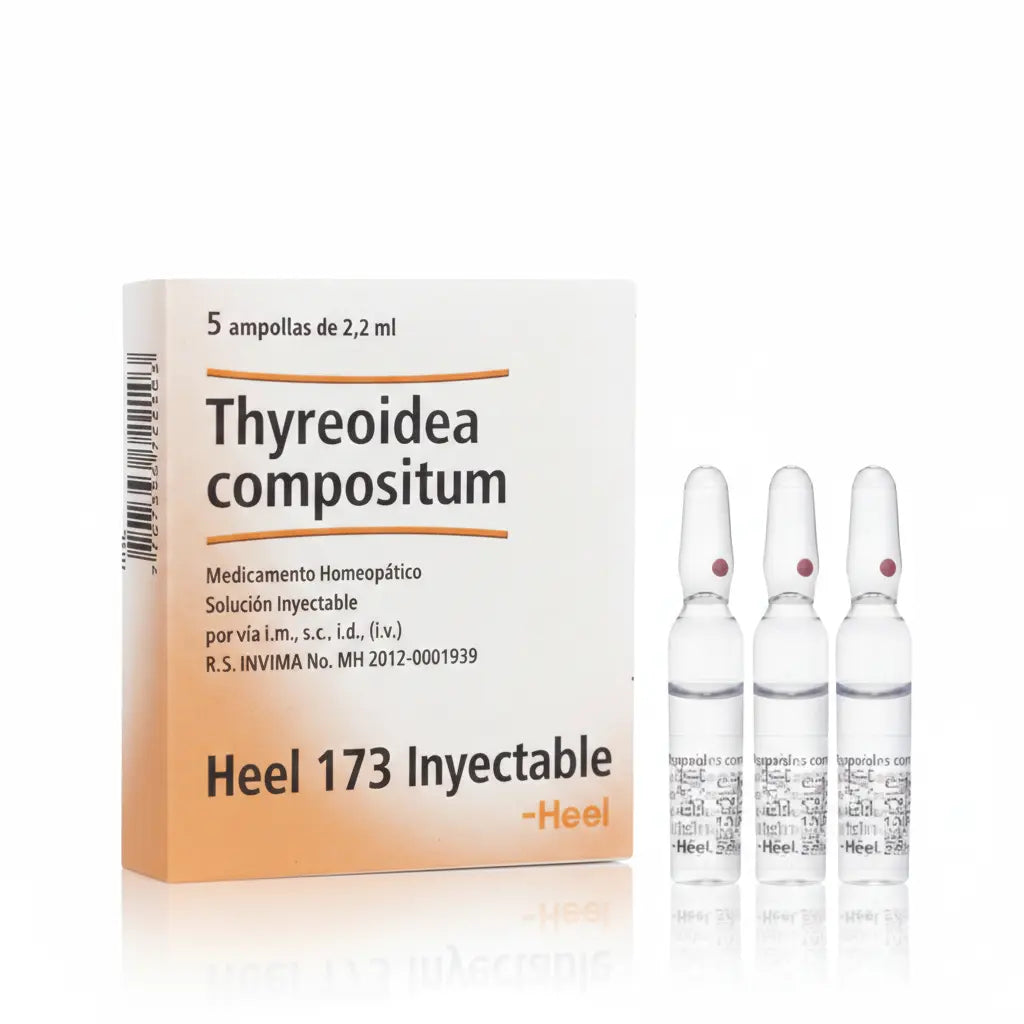 Thyreoidea Compositum Ampolla caja x 5 ampollas 2.2 mL medicamento homeopático con fórmula médica distribuido por Alternativ en Colombia