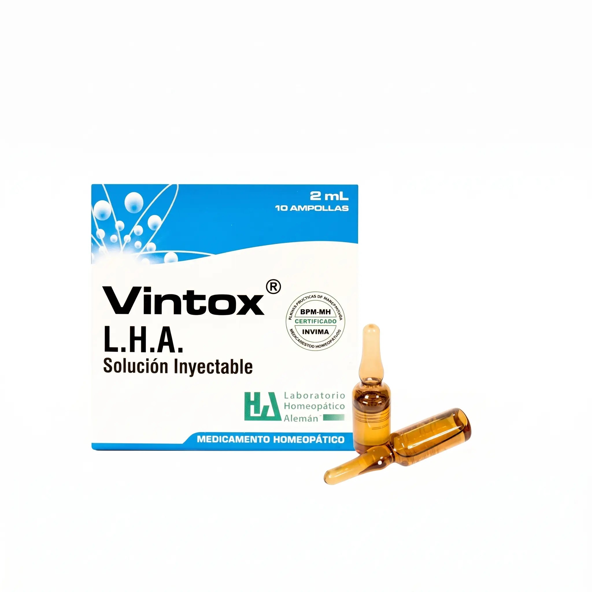 Vintox ampollas LHA x10 2 ml medicamento homeopático inyectable fórmula médica Colombia Alternativ