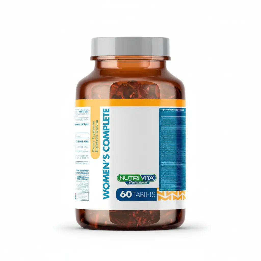 Frasco Womens Complete Multivitaminas para Mujeres de Nutrivita 60 tabletas, suplemento dietario con vitaminas y minerales esenciales